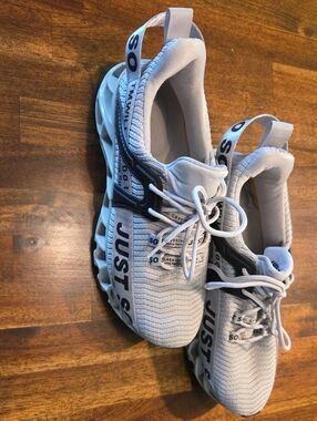 Womens Lightweight Grey Athletic Sneakers - 'JUST' Graphic